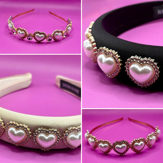 Stylish glass rhinestone hand-decorated velvet headband, ideal for casual and evening events and adding a touch of glamour to your outfit. Stylish heart pearlescent glass rhinestone hand-decorated maximum comfort headband, ideal for casual and evening events and adding a touch of glamour to your outfit.