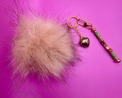Beaded Keyring Keychain with Pendant - Colorful and Trendy Accessory for Keys and Handbags leopard print heart and mummy beads fluffy ball gift for mum