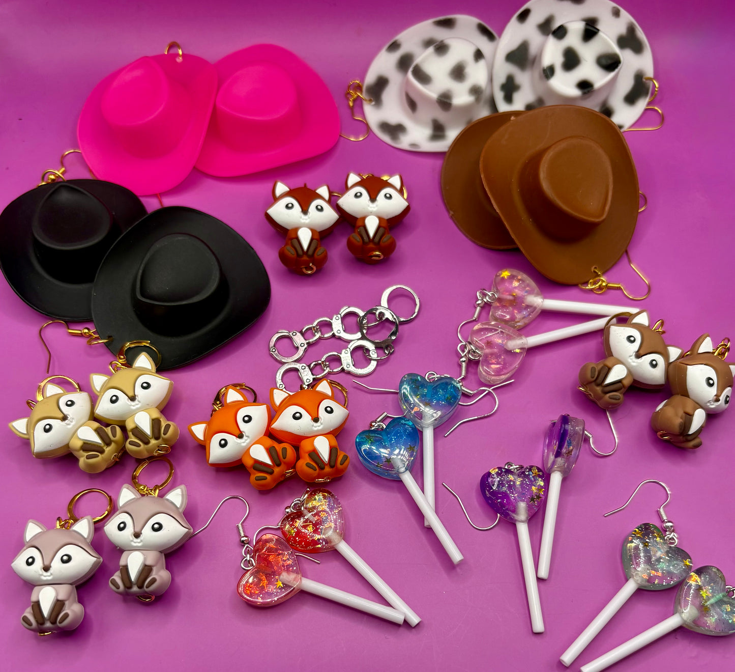Fun Cow Boy Hat, Fox Lollipop, and Handcuff Set - Whimsical Accessories for Kids and Playful Themes