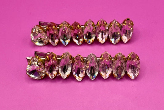 Elegant pink and silver gem stone handmade hair clip, perfect for adding a touch of glamour to any hairstyle for special occasions and everyday wear.