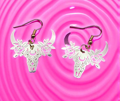 Bull Dangly Earrings | Colorful Gold silver-Jewelry | Unique Statement Earrings| Perfect Gift for Her