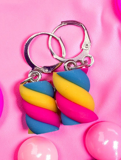 Novelty earrings, dangly drop earrings. Choose from ice cream flumps marshmallow cartoon