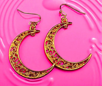Large Moon Earrings | silver Gold Moon Jewelry | Statement Earrings | Celestial-Inspired