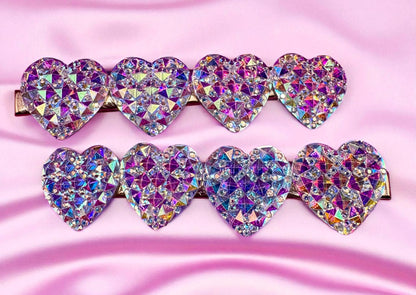8cm Circular Heart Teardrop Large Glitter Hair Clips  Statement Hair Accessories Handmade Glitter