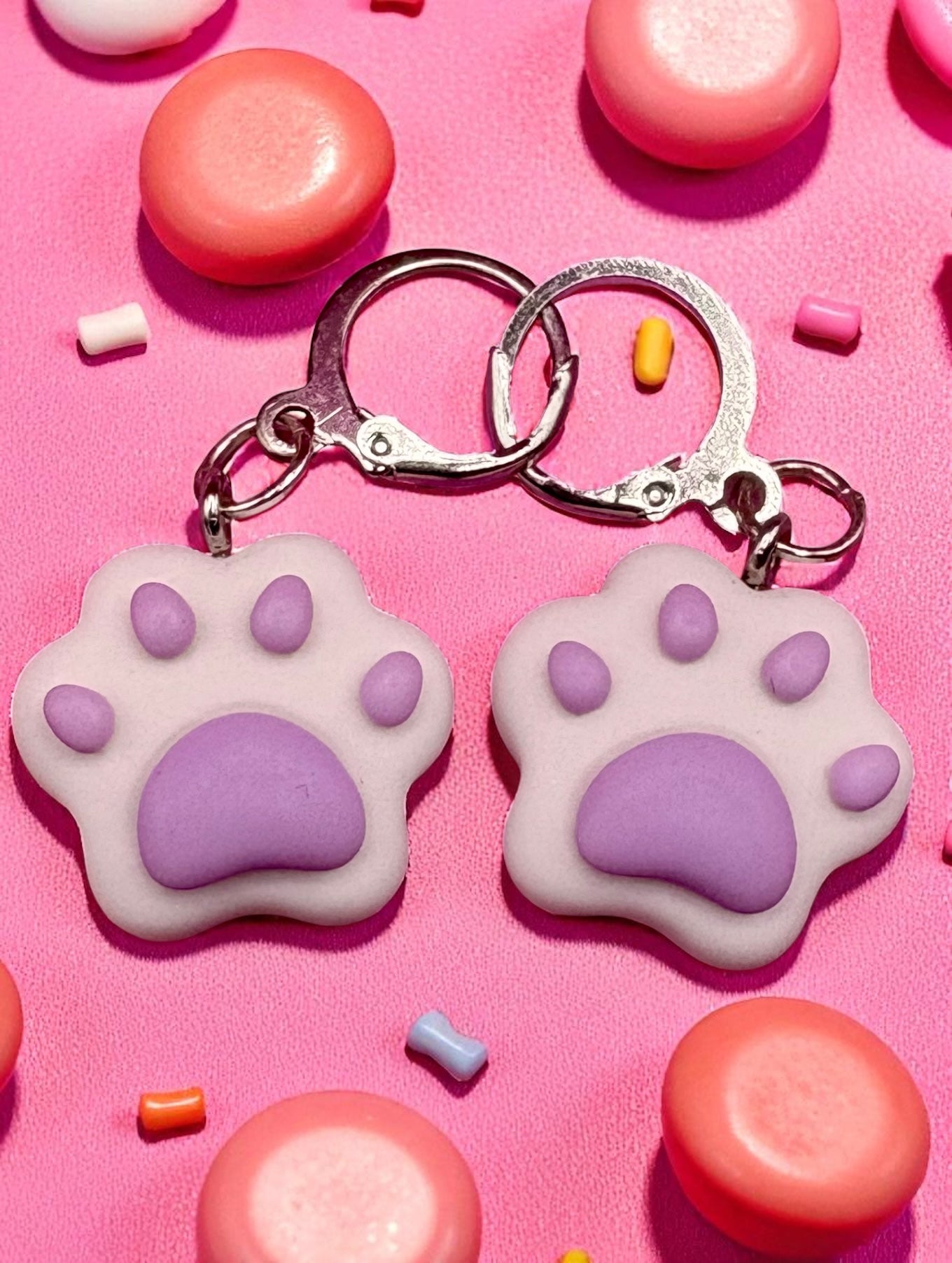 Teddy bears bear paw earrings, dangly drop earrings. cartoon  novelty costume jewellery