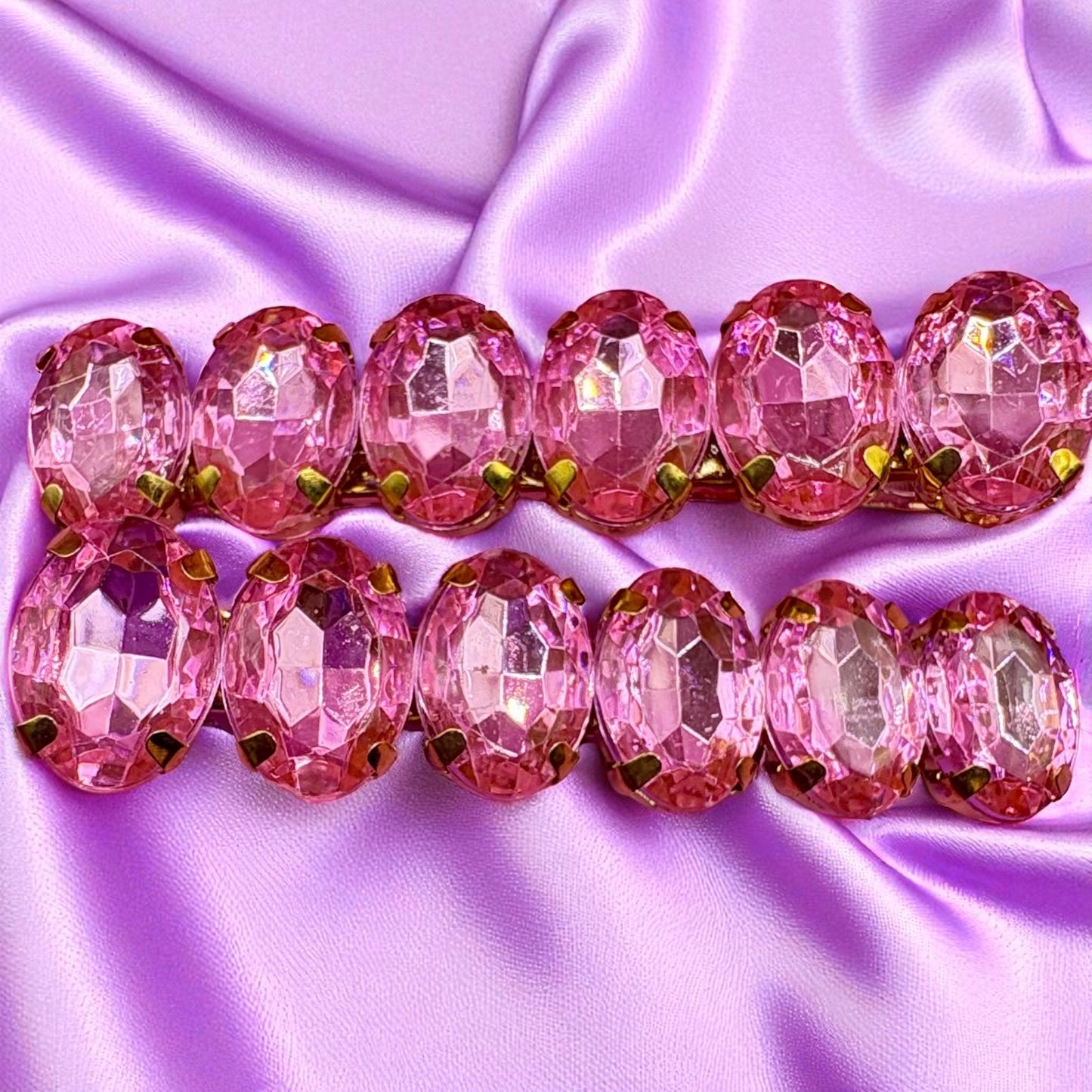 Pair of 6cm gemstone hair slide clip large rhinestones available in blue red green gold turquoise