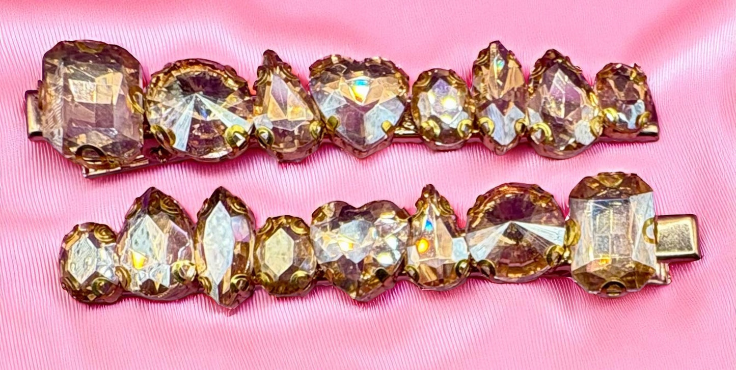 large handmade hair slide fashion clip rhinestones available in purple holographic green gold black