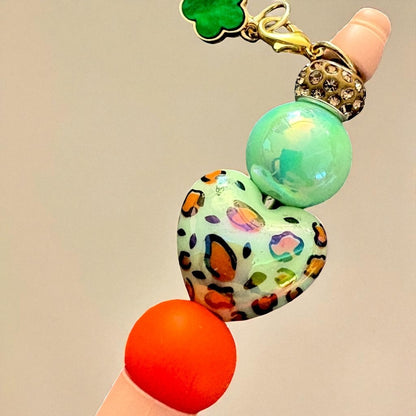 handmade novelty cute pendant pens with donuts, leopard print hearts, stunning beads and charms