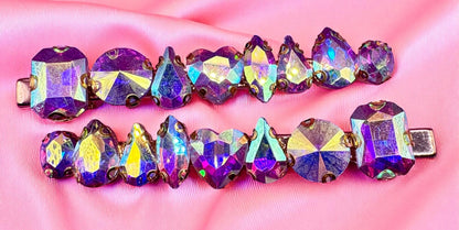 large handmade hair slide fashion clip rhinestones available in purple holographic green gold black
