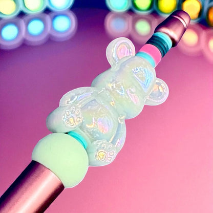 Charming Gummy Bear-themed black ballpoint pen. Cute and colourful writing accessory. Perfect gift