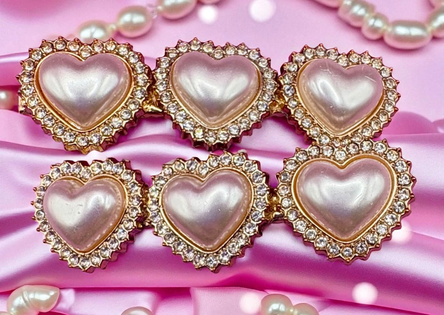 Silver pearlescent pearl style sparkly large pair of hair clips fashion clips slides flower rose heart