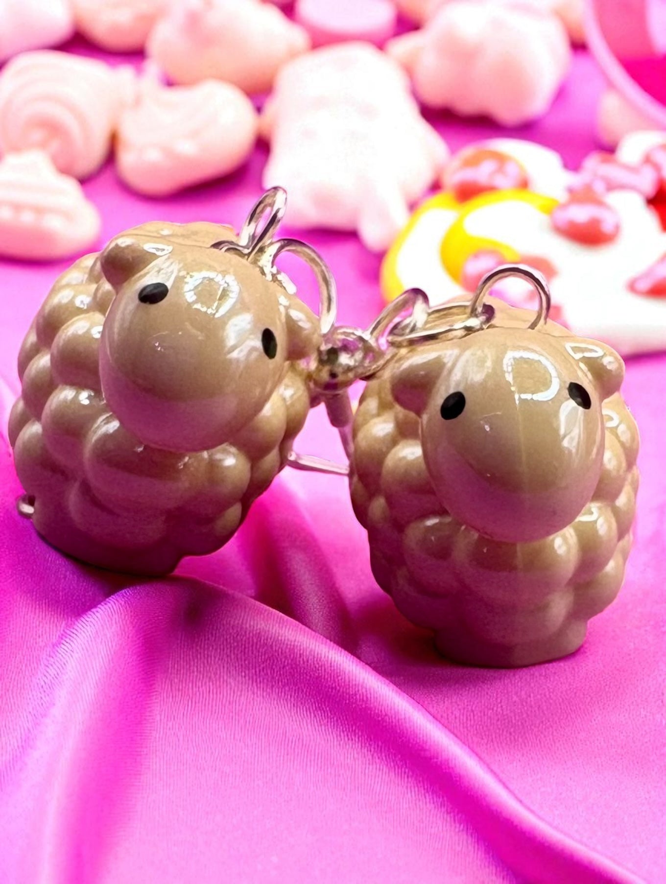 Corgi sheep and pig drop dangly earrings novelty holographic shines effect great gift for farm lovers