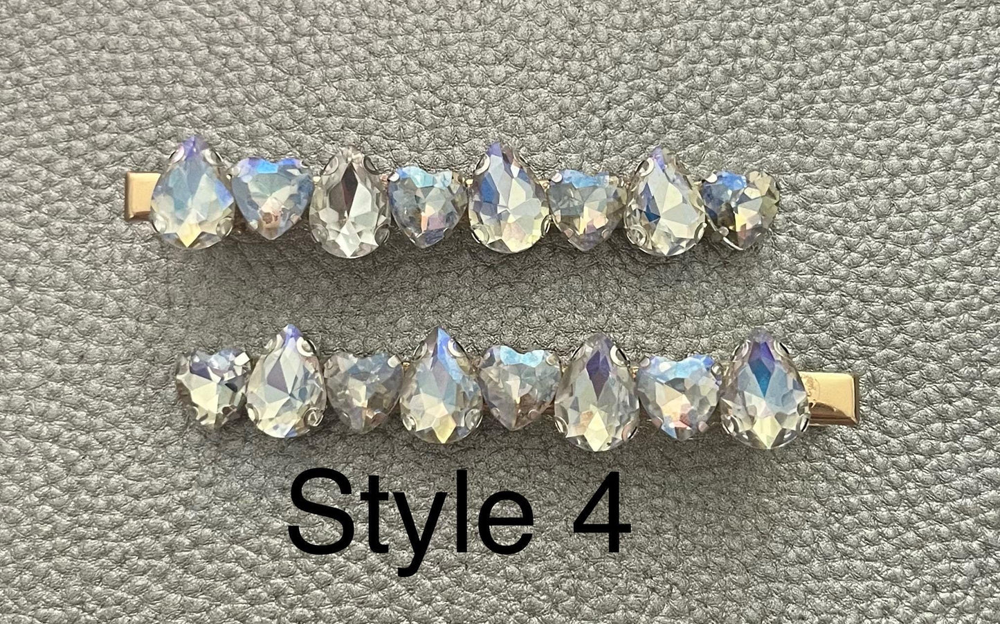 Silver handmade gem stone hair slide large rhinestone fashion hair clip comes in pairs, different styles in stock Christmas