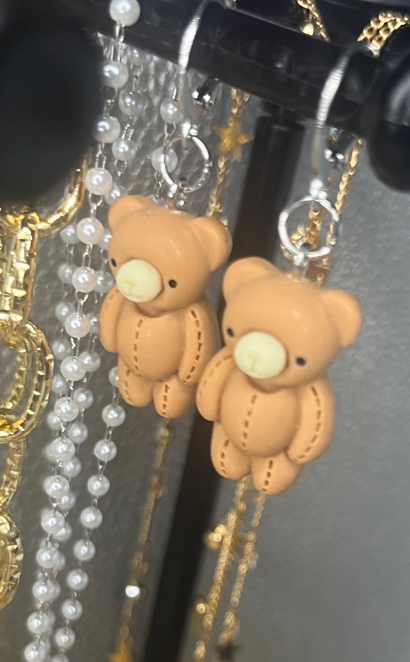 Teddy bears bear paw earrings, dangly drop earrings. Got cat puppy kitten rabbit Teens kids adults cartoon  novelty costume jewellery