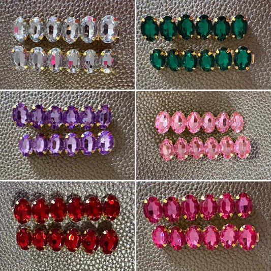 Pair of 6cm gemstone hair slide fashion hair clip large rhinestones available in blue red green gold turquoise handmade valentines