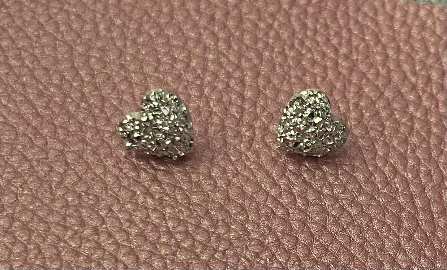 sparkly heart stud earrings silver sparkly