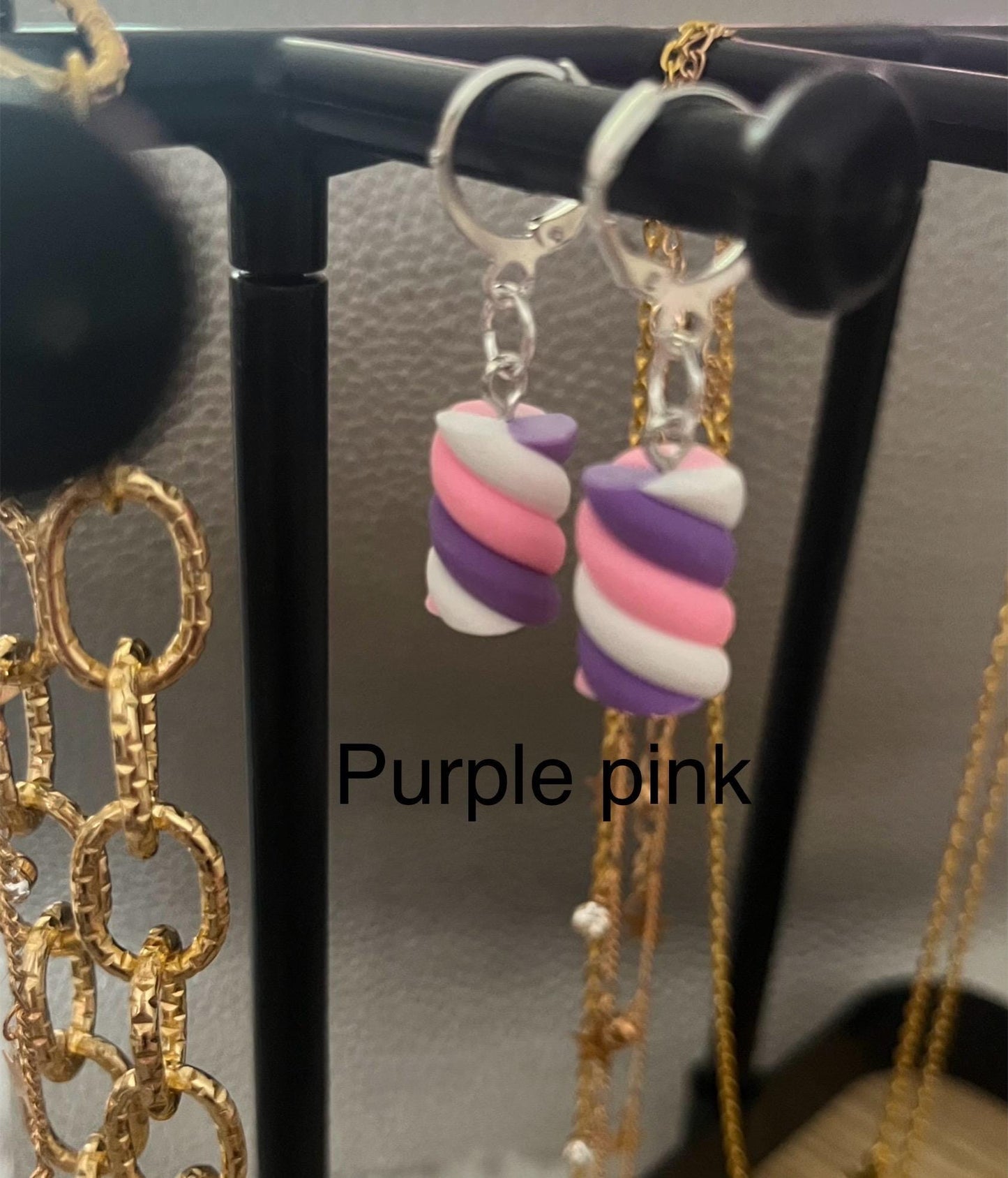 Novelty earrings, dangly drop earrings. Choose from ice cream flumps marshmallow. Resin cartoon style. costume jewellery earrings