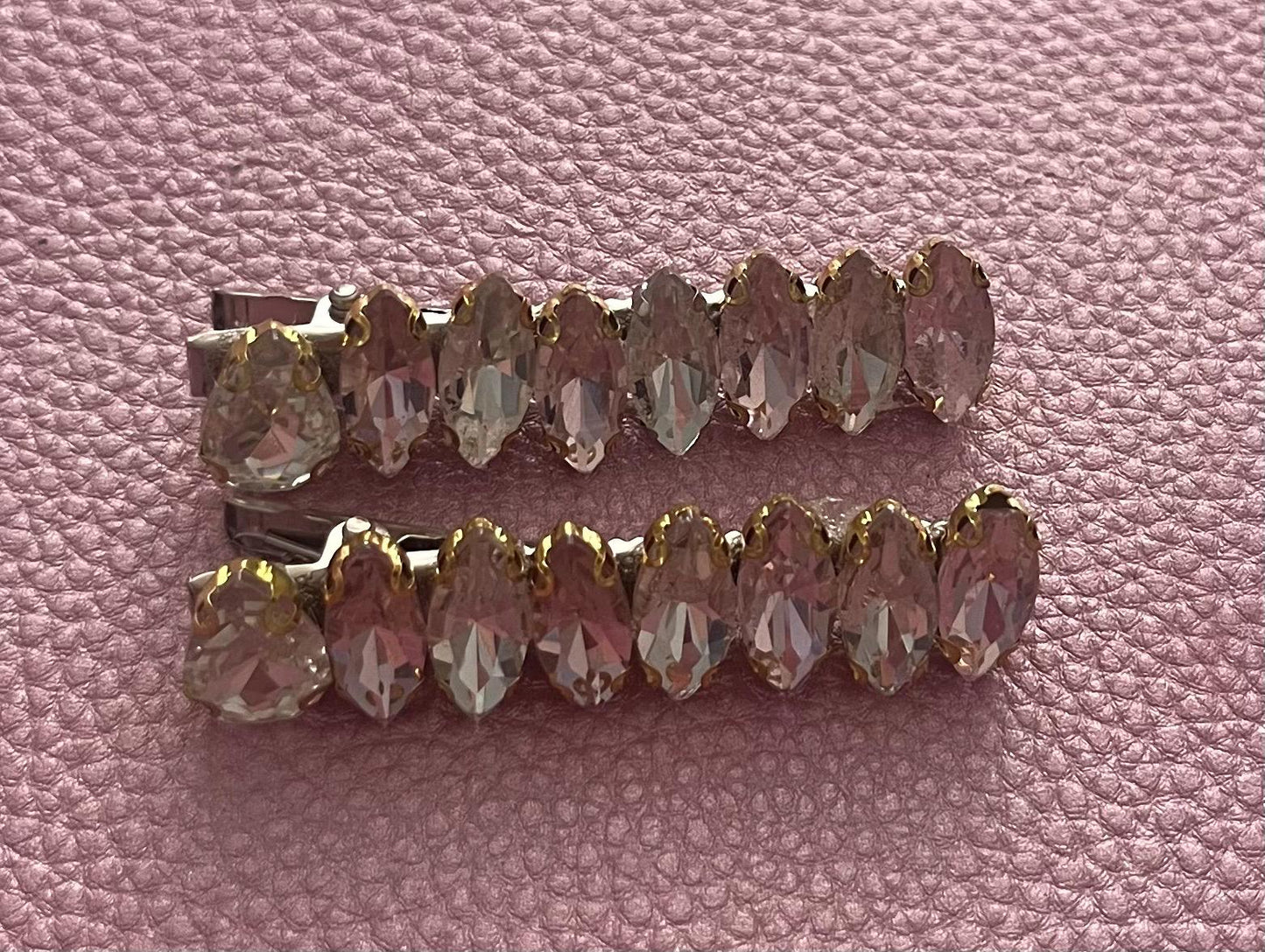 Pink and silver gem stone handmade sparkly large rhinestone hair clip fashion hair slide sold in pairs Christmas