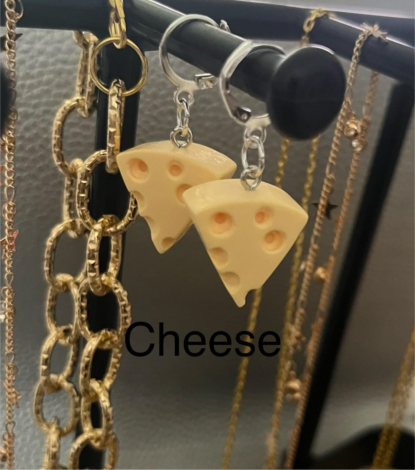 Novelty earrings, dangly drop earrings. Choose from Cheese koala flamingo frog. Resin cartoon style. costume jewellery earrings