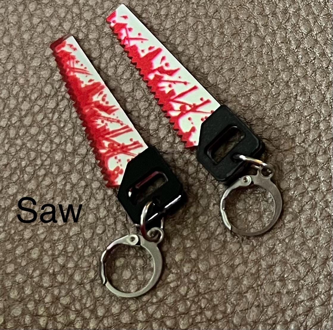 Halloween earrings fake knives, axes, blood scary spooky scream murder accessories realistic horror thriller micheal myers killer decoration