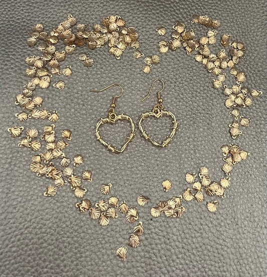 Wire wrapped look heart earrings