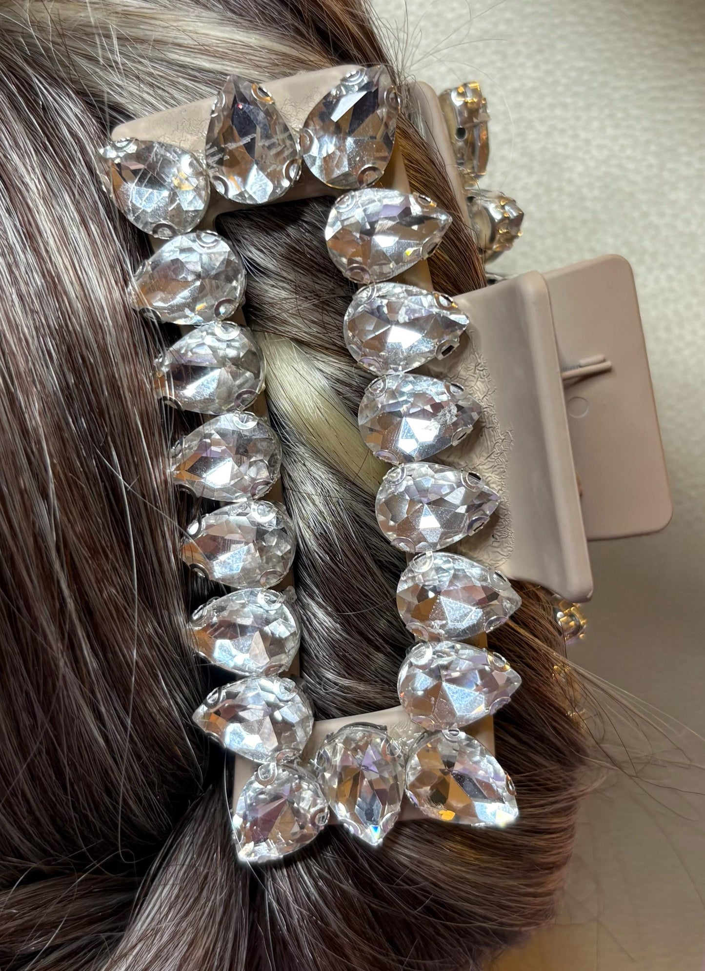 large gemstone hair claws with bling fashion flowers roses clip large glass rhinestones handmade available in multiple colours
