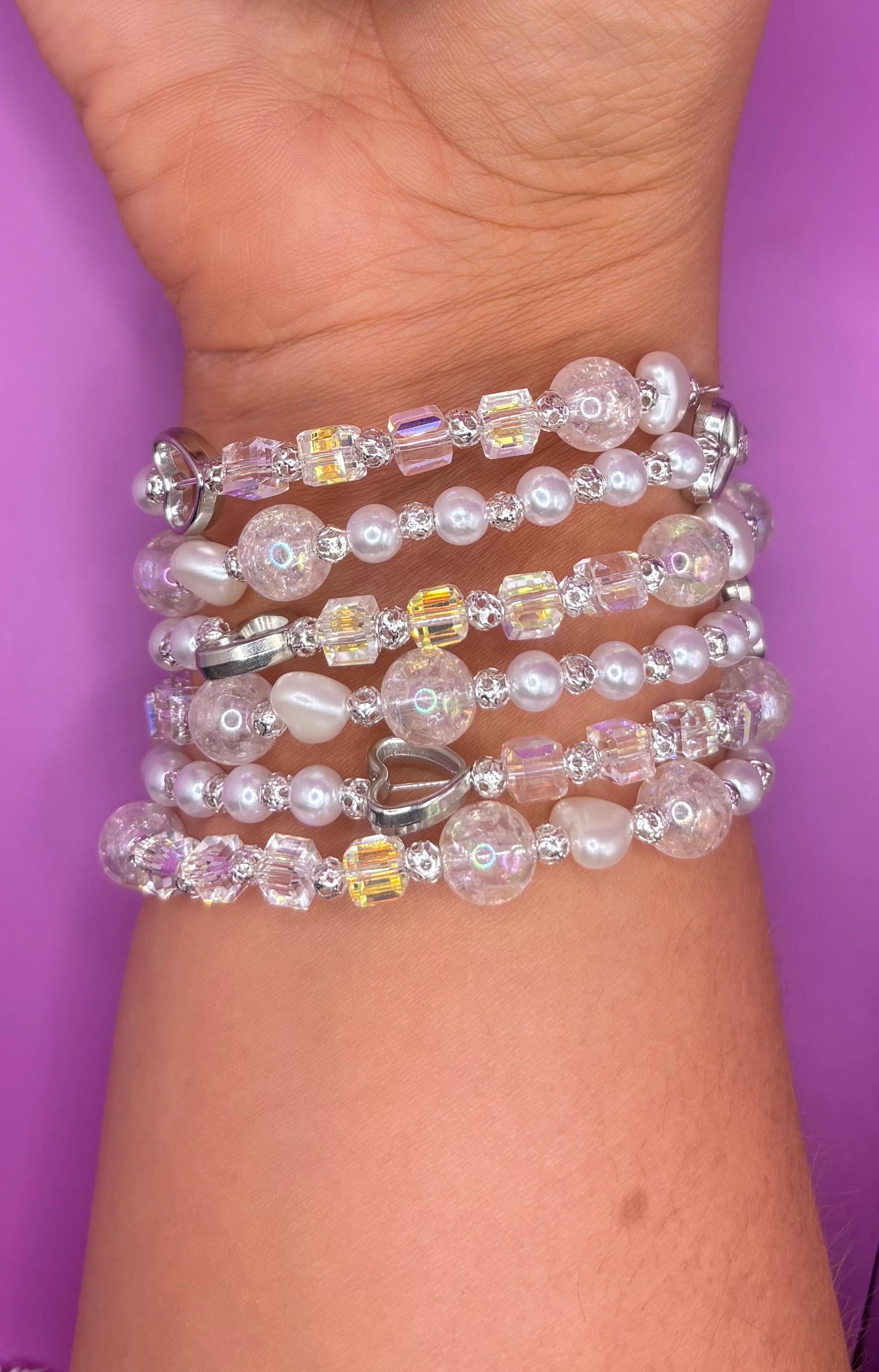 Pastel Resin Bead Bracelet – Handmade Stretch Bracelet with Kawaii Flower Bead Bracelet – Handmade Pastel Spring Accessory tulips summer