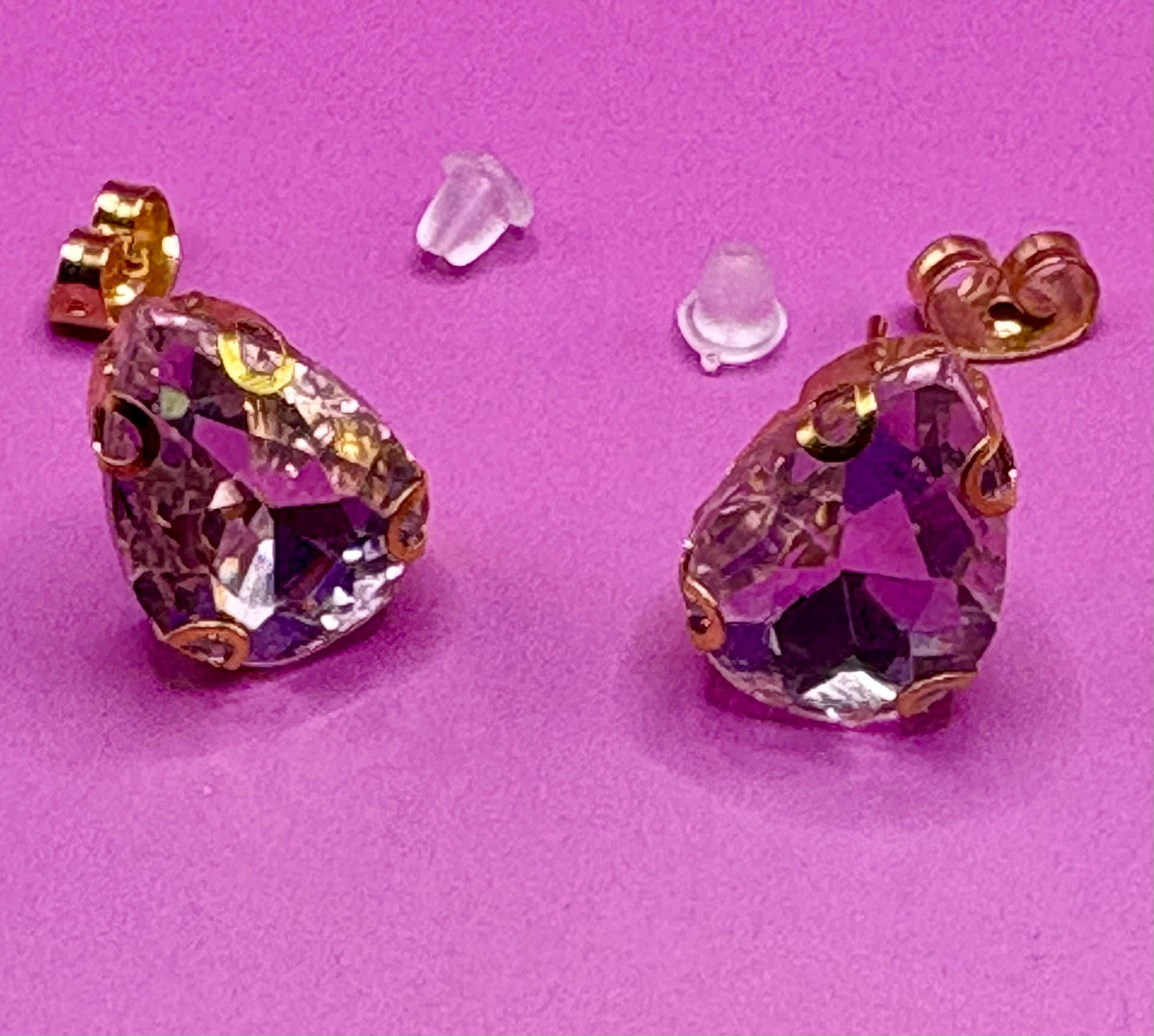 Light Pink Crystal Earrings: teardrop-Shaped Glamour, Gold-Toned Luxury, everyday wear stunning