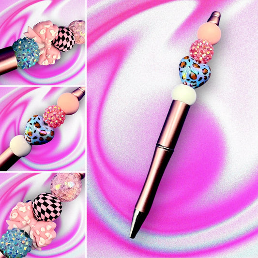 Each pen is uniquely decorated with a mix of colorful beads, including hearts, bows, and sparkly elements. Stand out in style as you jot down notes or doodle your day away