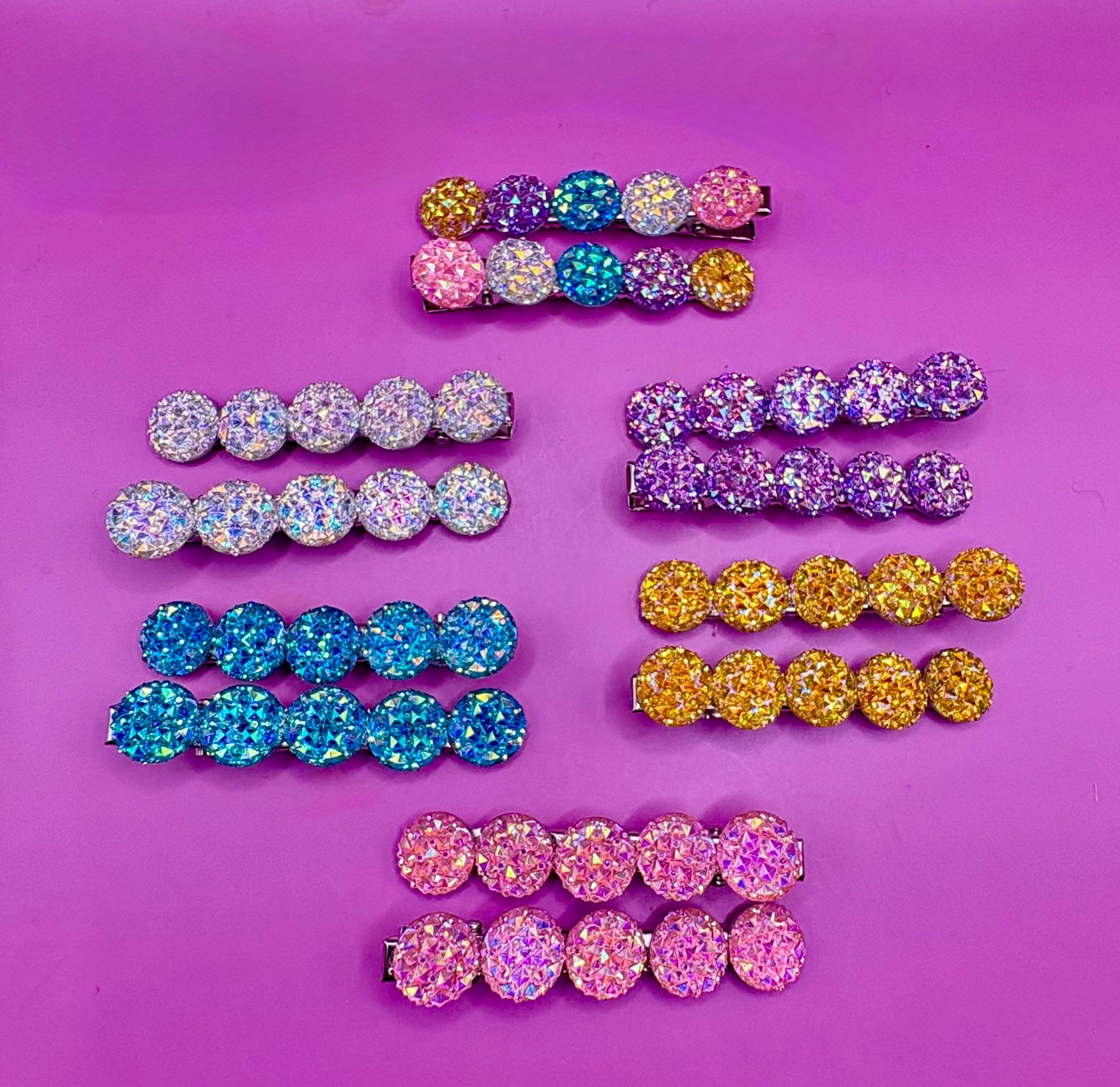 Silver glitter sparkly heart large pair of hair clips fashion clips valentines gift