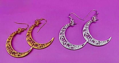 Large moon earrings- available in gold and silver