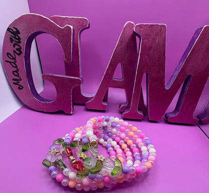 Pastel Resin Bead Bracelet – Handmade Stretch Bracelet with Kawaii Flower Bead Bracelet – Handmade Pastel Spring Accessory tulips summer