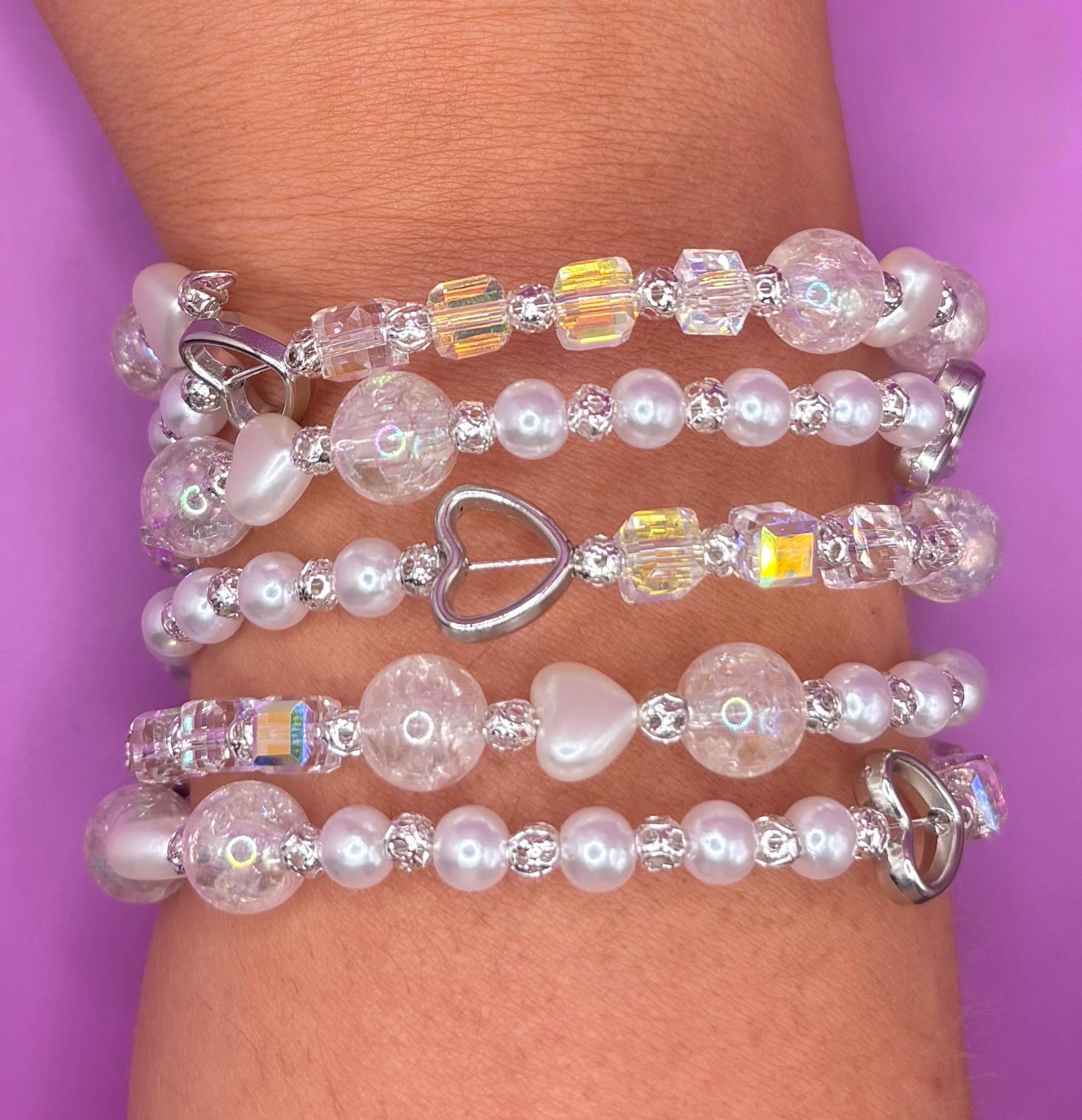 Pastel Resin Bead Bracelet – Handmade Stretch Bracelet with Kawaii Flower Bead Bracelet – Handmade Pastel Spring Accessory tulips summer