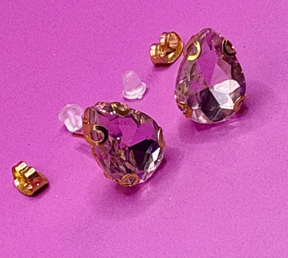 Elegant Light Pink Crystal Earrings: Oval-Shaped Glamour, Gold-Toned Luxury, Timeless Style, Perfect for Any Occasion, Sophisticated Gift Id