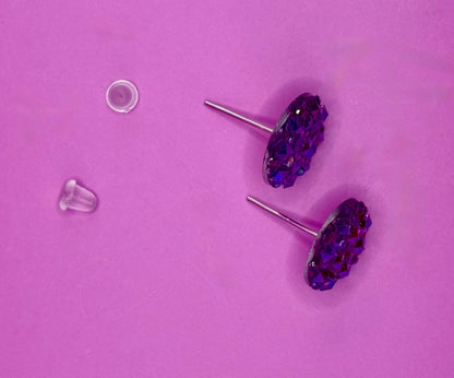 Dazzling purple Stud Earrings: Sparkling Round Crystal Design, Vibrant Color, Elegant Fashion Statement for Any Occasion, Perfect Gift Idea