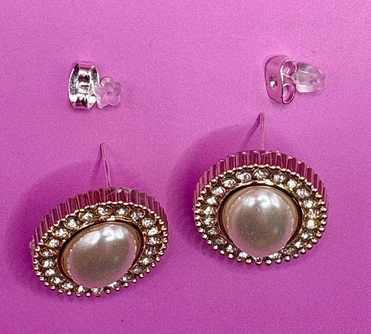 Elegant Rose Gold oval Pearl Earrings Crystal Rhinestone Dangle Statement Bridal Wedding Gift