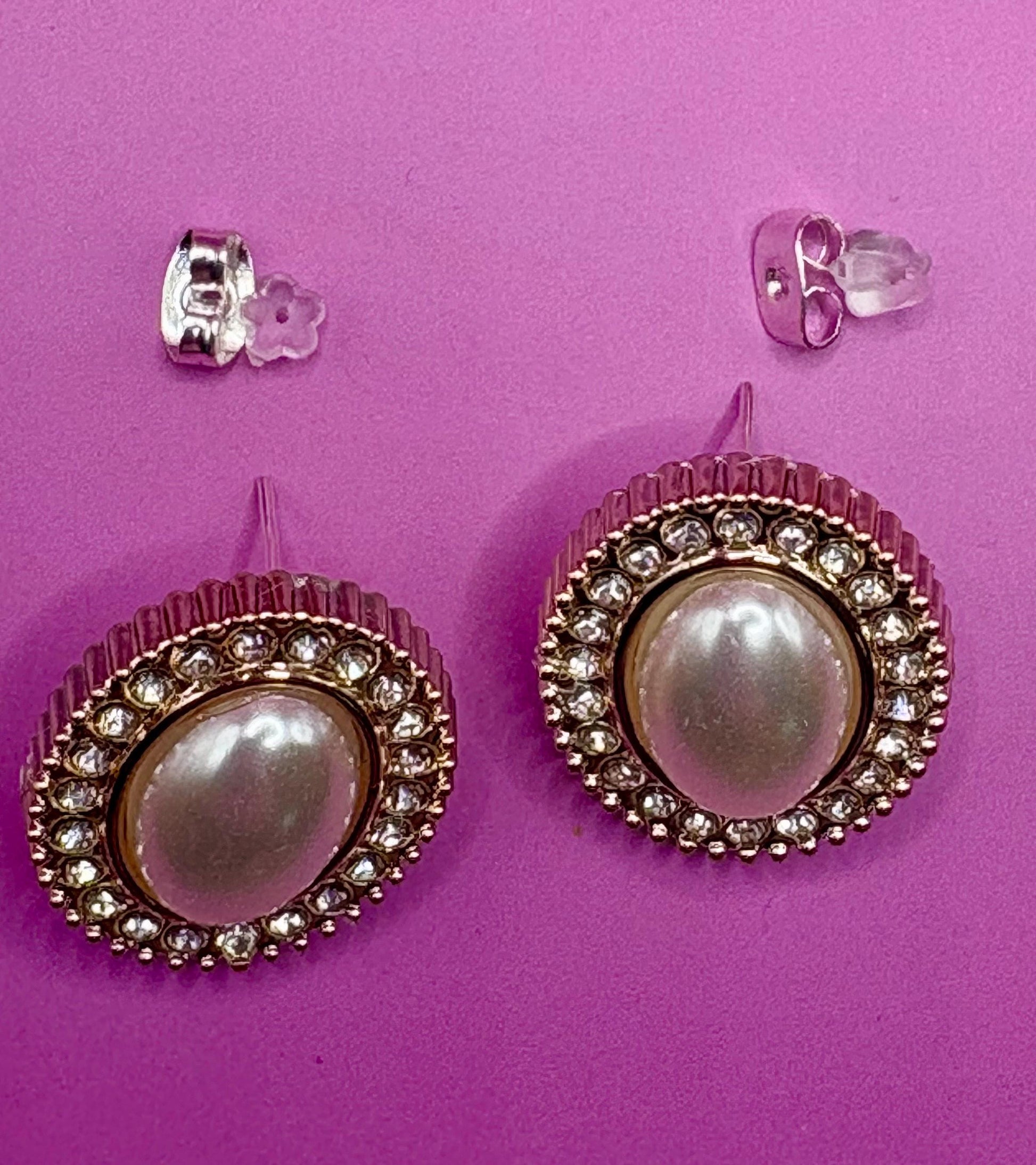 Elegant Rose Gold oval Pearl Earrings Crystal Rhinestone Dangle Statement Bridal Wedding Gift