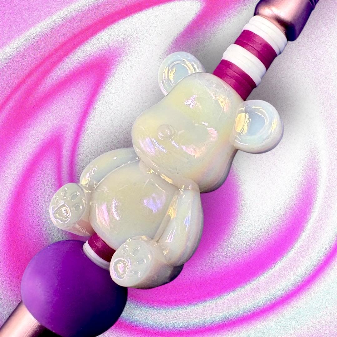 Unleash your creativity with our Charming Gummy Bear-Themed Black Ballpoint Pen! This whimsical writing tool features an adorable gummy bear topper along with vibrant beads, combining functionality with fun in one delightful package