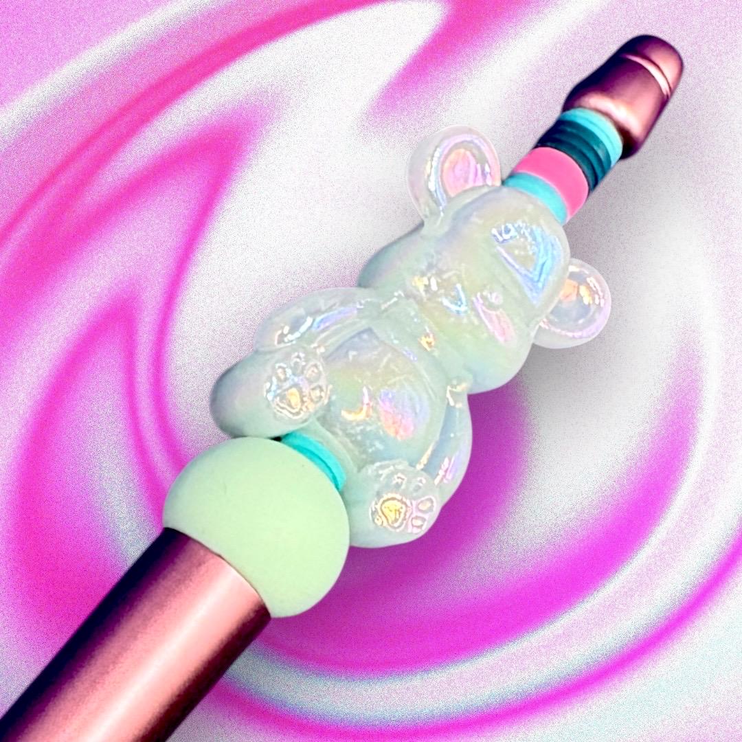 Unleash your creativity with our Charming Gummy Bear-Themed Black Ballpoint Pen! This whimsical writing tool features an adorable gummy bear topper along with vibrant beads, combining functionality with fun in one delightful package