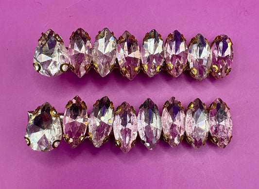 Pink and silver gem stone handmade sparkly large rhinestone hair clip fashion hair