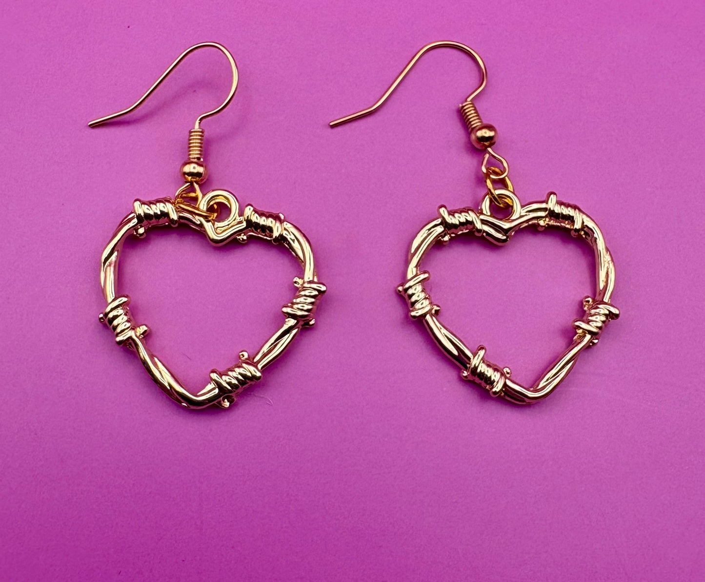 Wire wrapped look heart earrings
