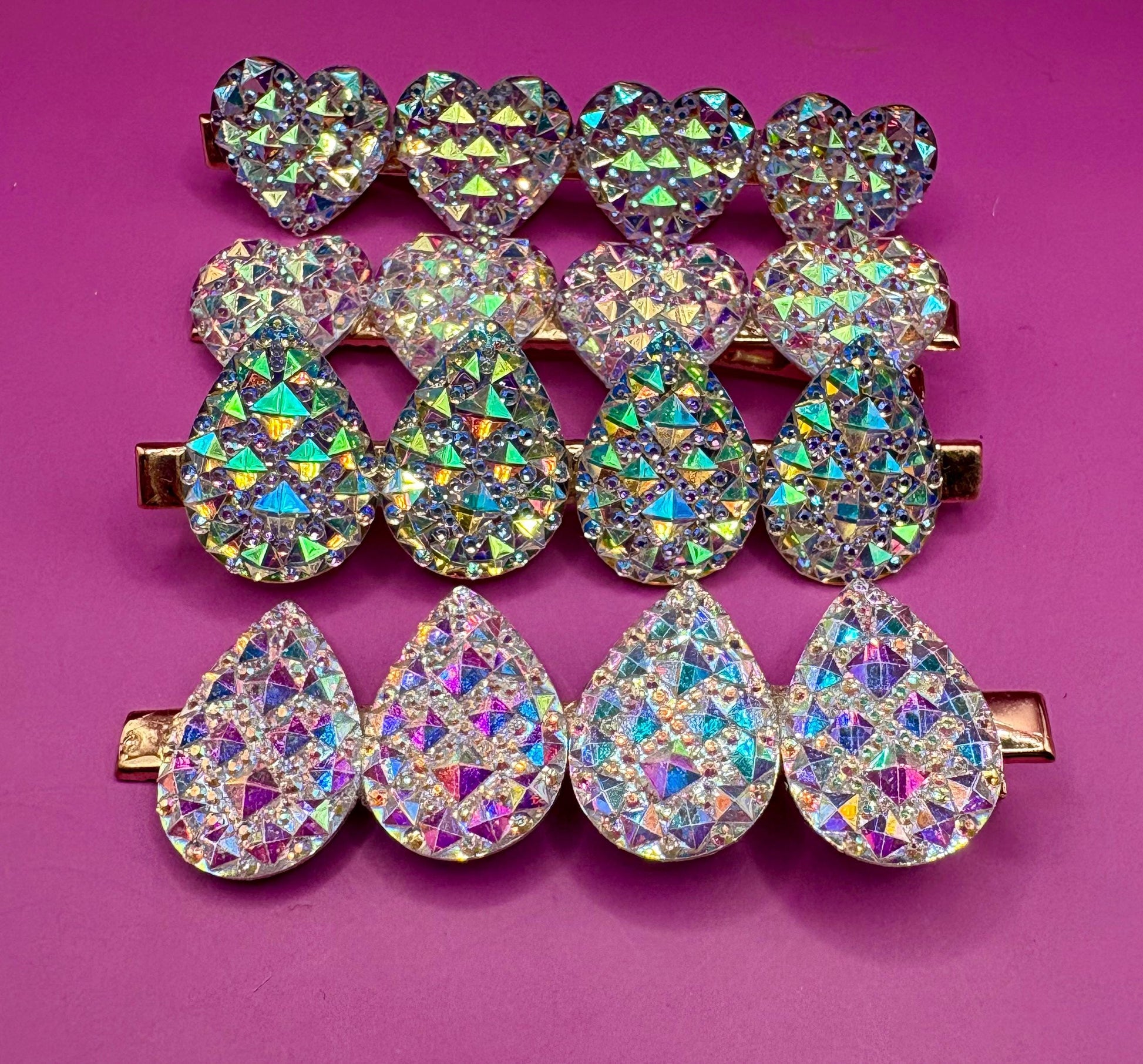 Circular, heart, teardrop large glitter sparkly large hair slide sliver fashion hair clip Christmas sold as pairs