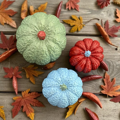Handmade Colorful Mini Pumpkin Ornaments – Set of 3 or Set of 6 | Fall Decor, Autumn Table Centerpiece, Rustic Halloween Decorations