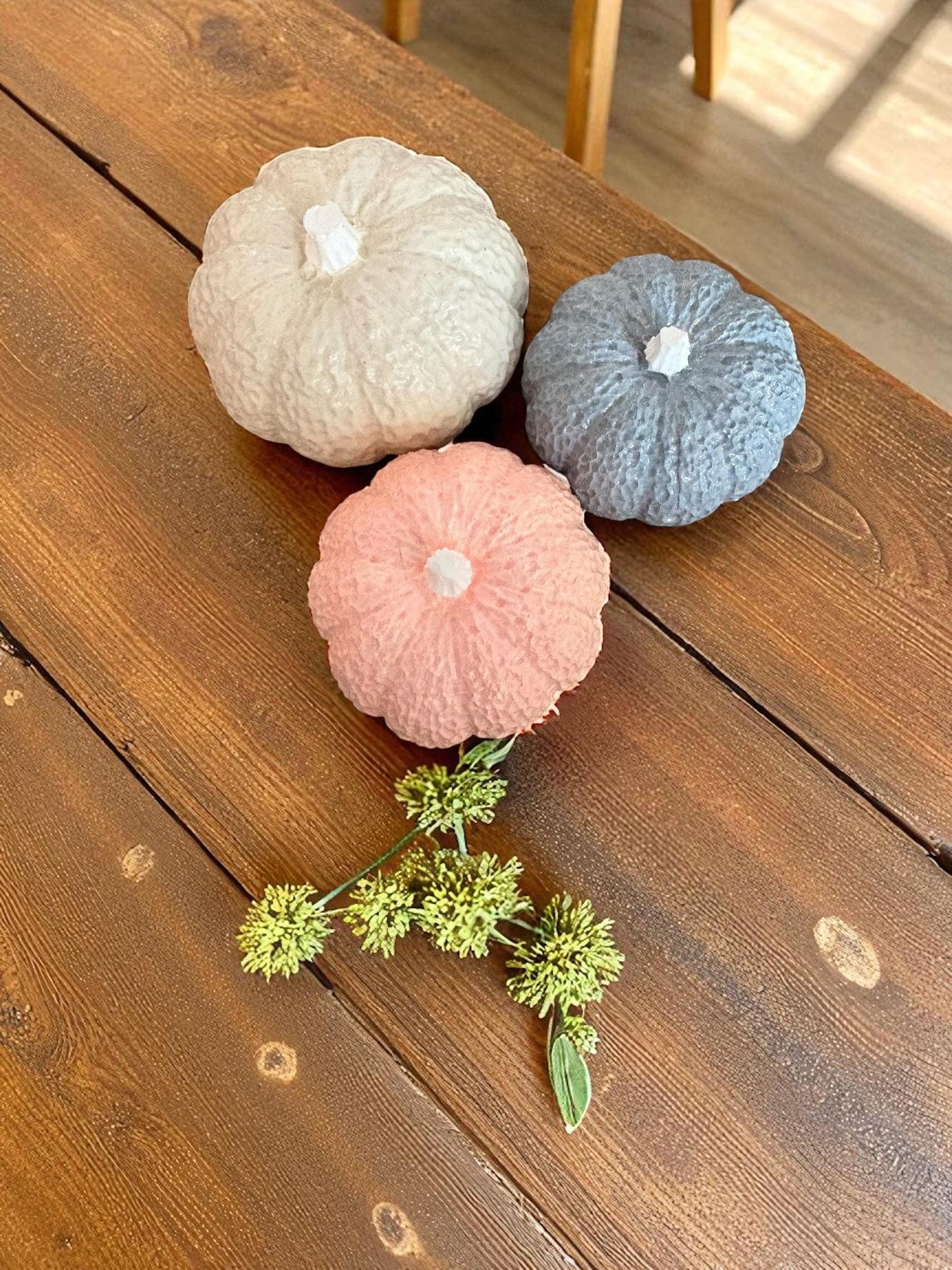 Handmade Colorful Mini Pumpkin Ornaments – Set of 3 or Set of 6 | Fall Decor, Autumn Table Centerpiece, Rustic Halloween Decorations