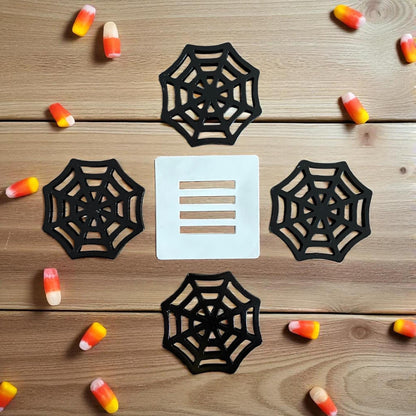 Spooky Spider Web Coasters with Holder Perfect for Halloween & holder