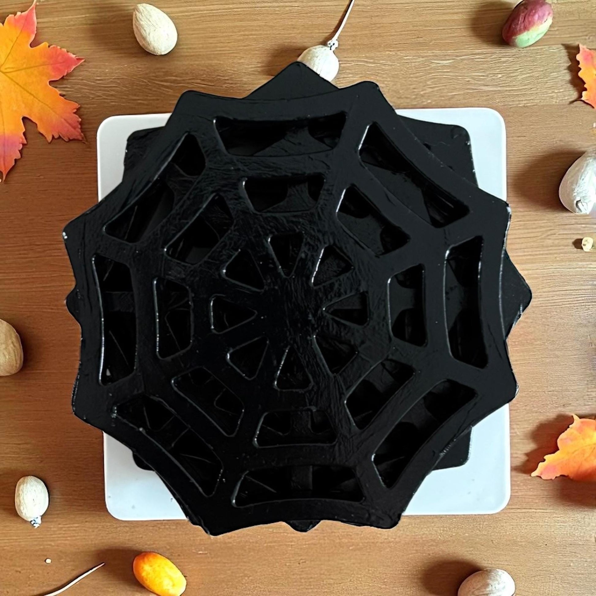 Spooky Spider Web Coasters with Holder Perfect for Halloween & holder