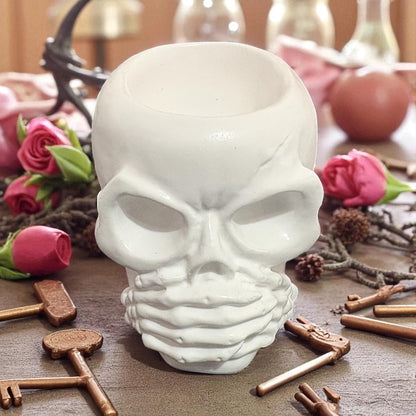 Gothic Skull Pot Set Hear No Evil, See No Evil, Speak No Evil Decor