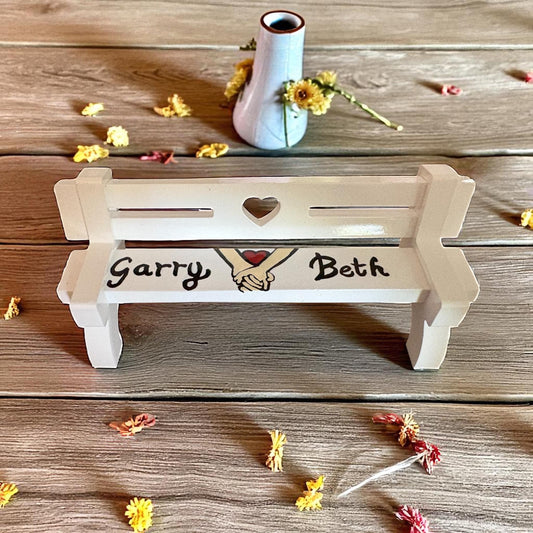 Personalized Miniature Bench Ornament lovers bench holding hands Custom Handmade Keepsake Gift
