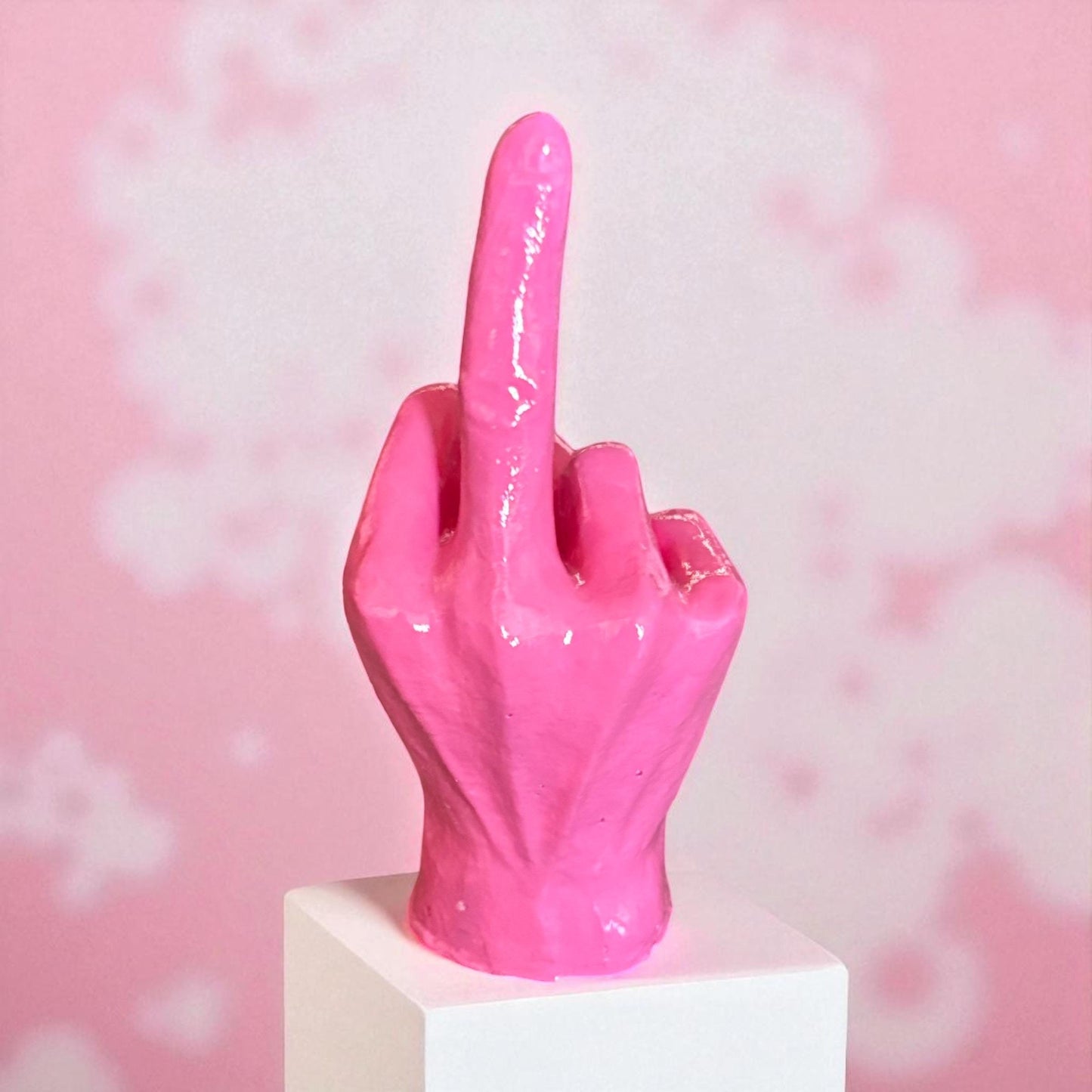 Handmade Pink Ring Holder Ornament Bold Middle Finger Design offensive