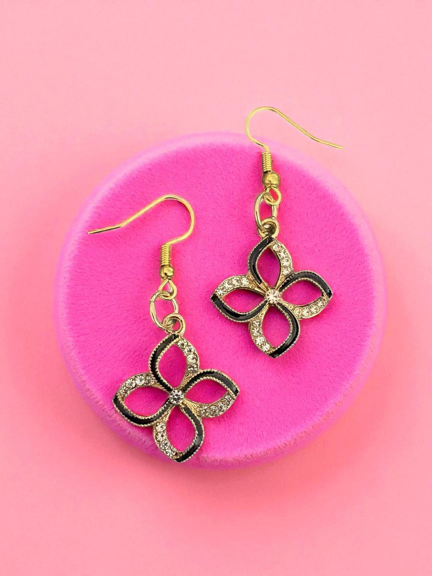 Glamorous Floral Charm Earrings – Gold Accent Dangle